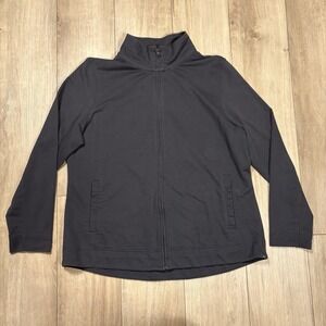 Eddie Bauer Jacket Womens 2XL Gray Full Zip Stretch Lightweight Layer Mock Neck